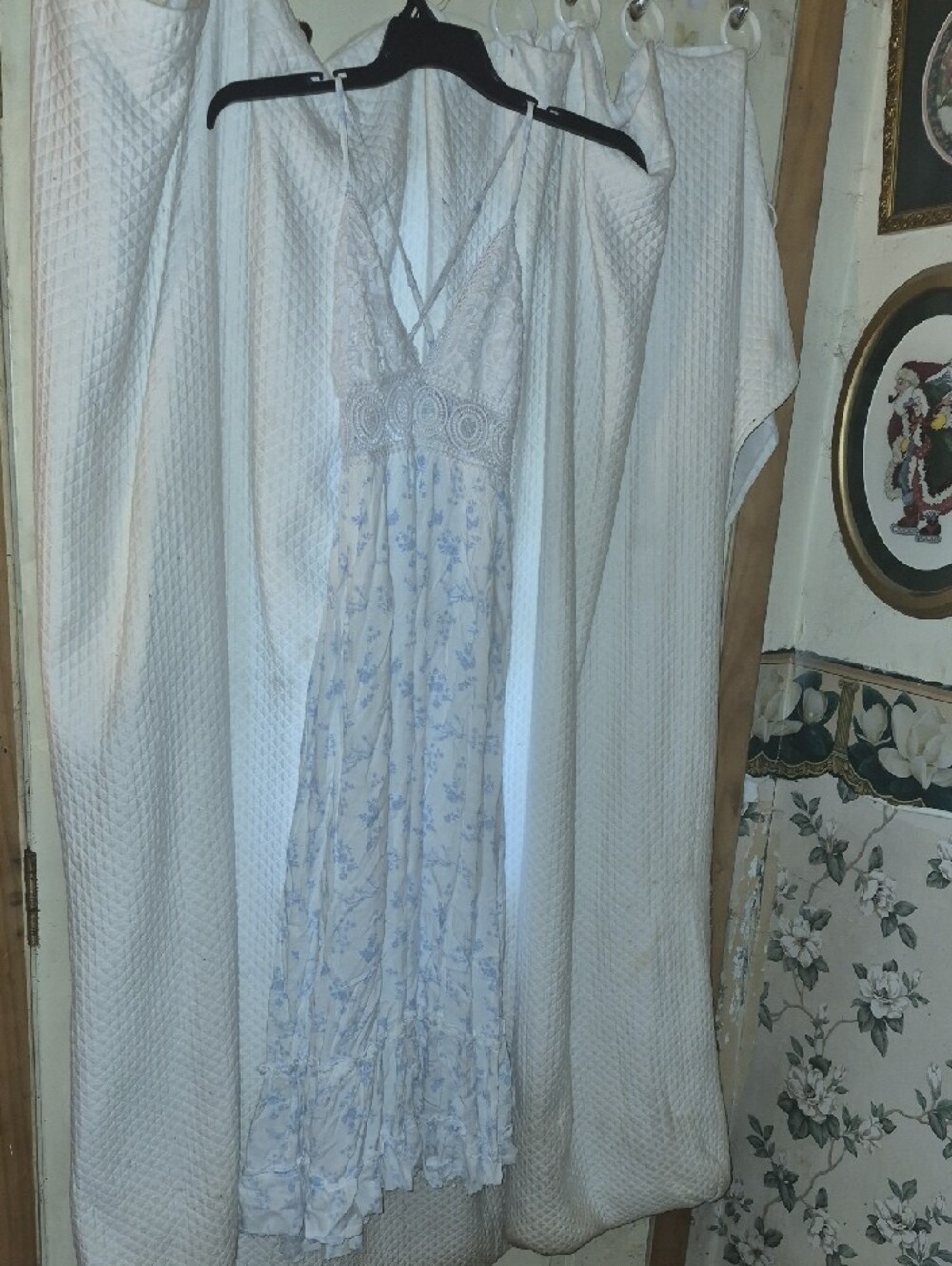 Rue21 White Lace & Blue Floral High-Low Maxi Dress Size XS (NWT)